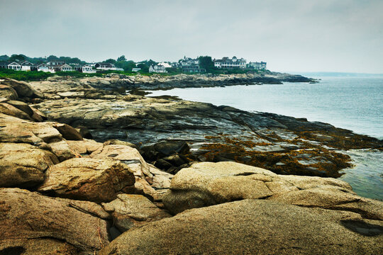 Rocky coastline of York, Maine, near Cape Neddick, New England