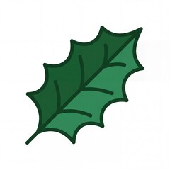 Fototapeta premium Green holly leaf illustration for festive holiday designs