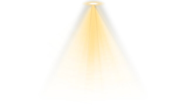 Isolated glowing yellow stage spotlight beam on transparent background for theatrical performance transparent background