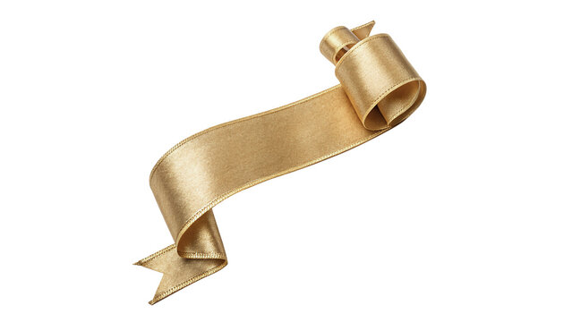 Shiny curved golden metallic ribbon element on dark background
