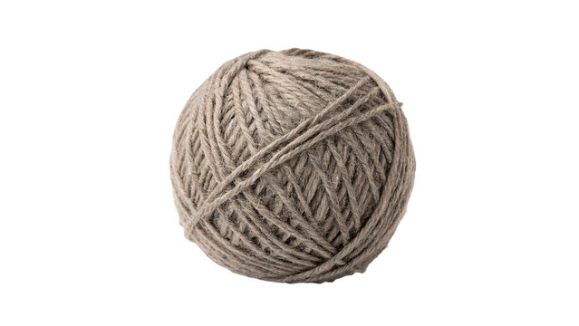 Round ball of natural brown jute twine string