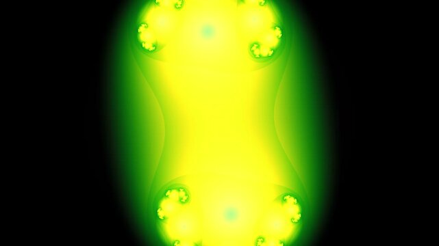 Neon Fractal Animation Morphing with Yellow and Green Julia Set Patterns