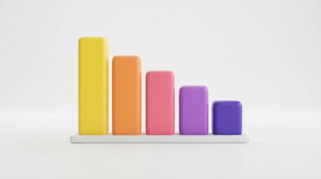 Colorful decreasing bar graph showing decline in statistics or performance