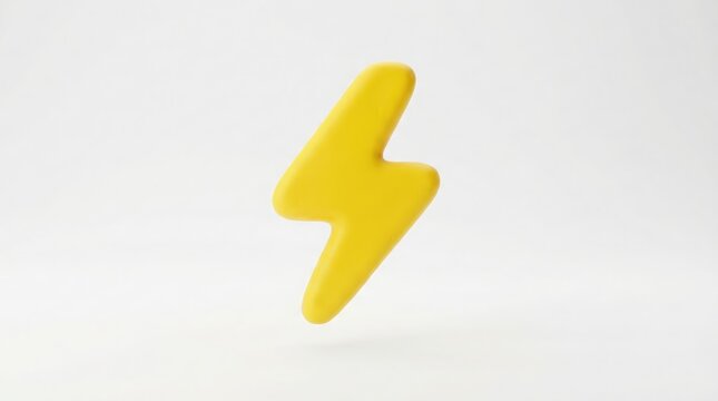 Bright yellow 3d lightning bolt illustration on a white background