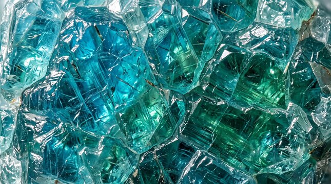 Abstract Texture of Turquoise and Green Crystal Mineral