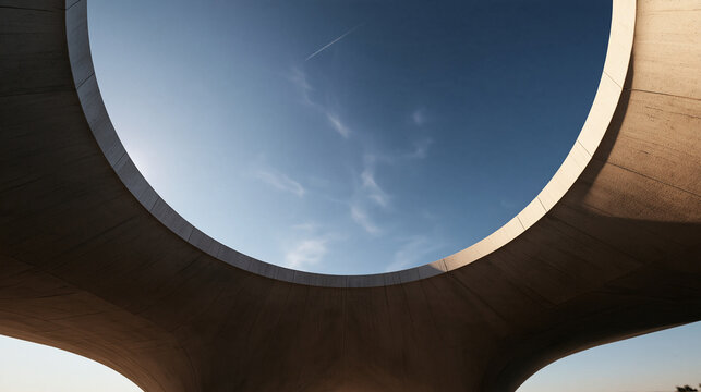 Circular Concrete Oculus Framing Blue Sky in Modern Architecture