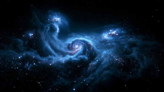 Glowing Spiral Galaxy and Cosmic Nebula in Deep Space