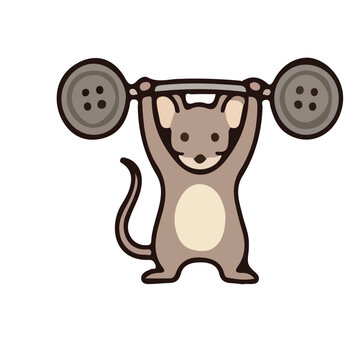 Mouse is lifting barbel 