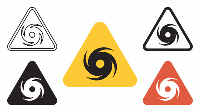 Hurricane and cyclone warning sign icons in triangular shapes with hurricane triangle illustration emergency disaster meteorology atmospheric