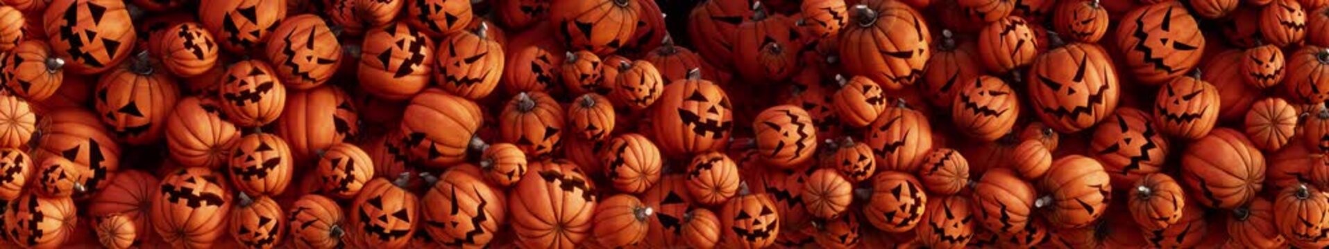 Pumpkins fill the screen creating a spooky setting for Halloween, ultra wide Stage Visuals for LED Screen Background