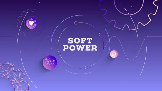 Infographic Soft Power Typography with Business Icons, Tech Elements Abstract Background