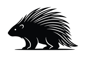 Fototapeta premium Stylized black silhouette of a porcupine