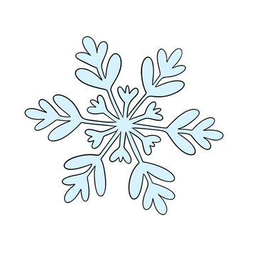 Snowflake illustration isolated on white background. Christmas cards, gift wrap, stickers, and winter themed designs.