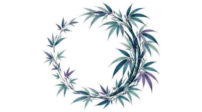 Bamboo Wreath in Watercolor Ink Wash Style