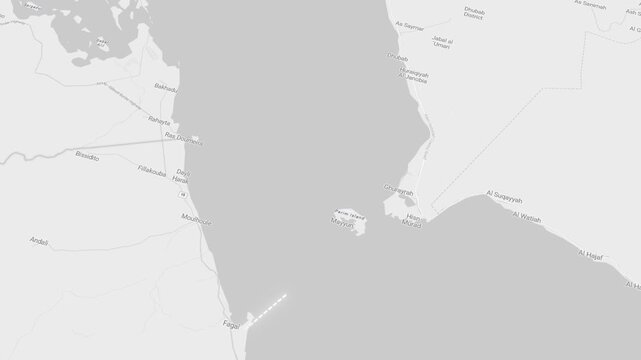 Map view showing bab el mandeb strait and perim island in red marker on digital cartography graphic.
