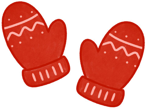 red winter knit mittens