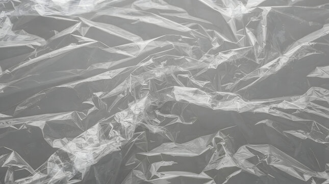 Abstract Background of Wrinkled Gray Translucent Plastic Film Texture