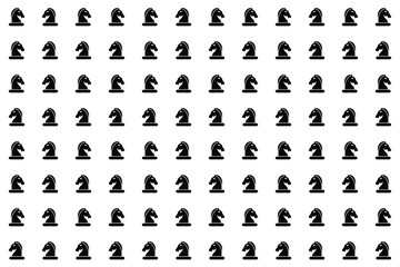 Seamless pattern of black chess knight icons on white background vector illustration © rizqiono