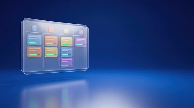 Commercial 3D e-commerce sale promotion banner for kanban dashboard glass with copy space