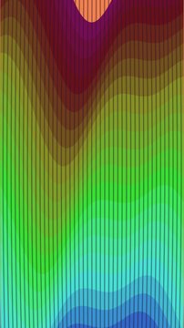 Bandes ondul&eacute;es multicolores d&eacute;form&eacute;es sous de fines lignes verticales