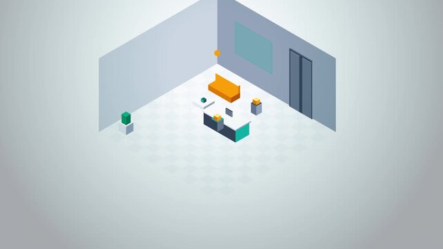 Modern Office Lobby Reception Area Isometric Animation - Modern Interior Design Concepts