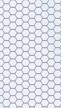 Motif d&rsquo;hexagones bleu clair et violet avec pulsations lumineuses subtiles
