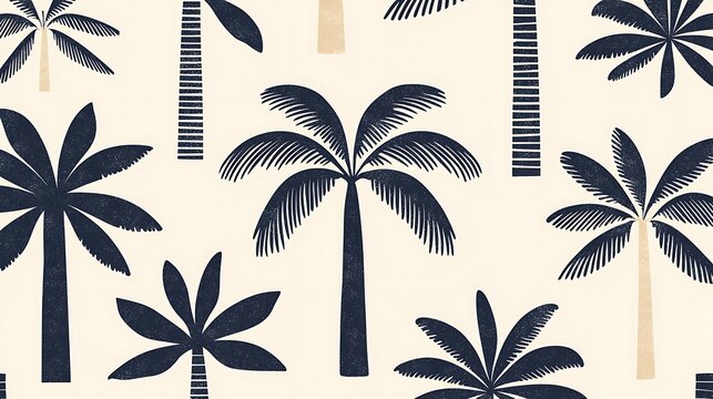 Palm tree pattern on a light beige background
