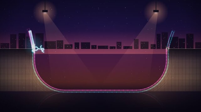 Skateboard Halfpipe Light Trail Seamless Loop