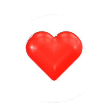 Red heart symbol in white round frame for love romance passion favorite concept