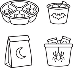 Obraz premium Halloween Treat Portion Supplies Simple Coloring Page