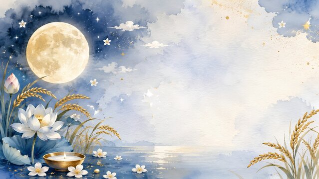 Sharad Purnima celebration background with copy text space - ai generative