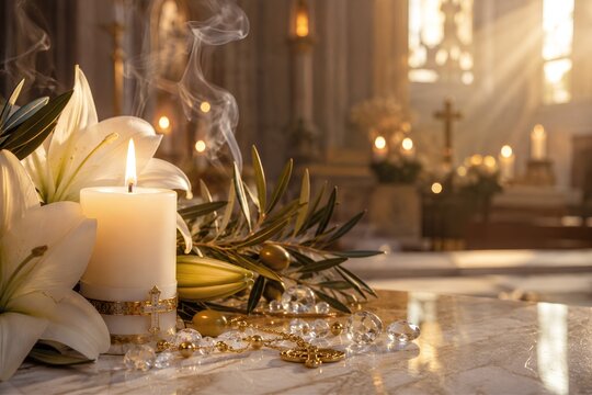 All Saints' Day remembrance in a peaceful church - ai generative