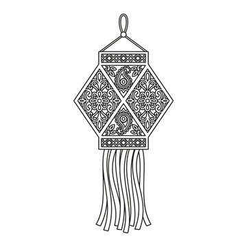 Traditional Filipino Christmas lantern parol line art style for holiday decoration and festive celebration ornament design element