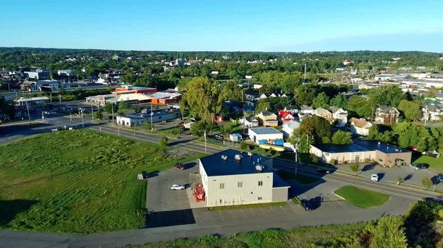 Aerial views of Syracuse, New York near the Inner Harbor