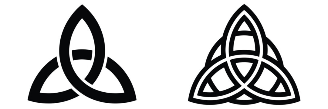 Celtic Trinity Knot Symbols featuring ancient endless knot designs with intricate interwoven lines, isolated on a transparent background