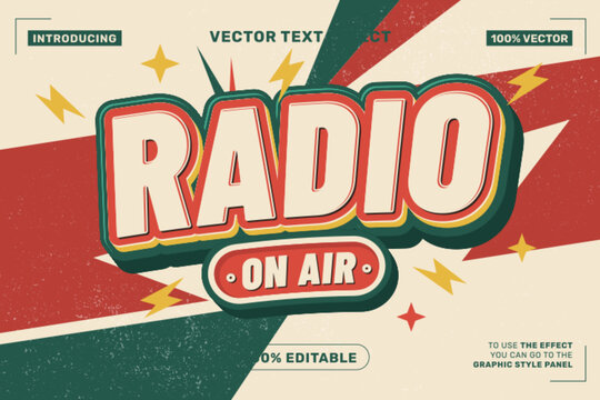 Editable Radio Vintage Text Effect for Poster Branding and Retro Design