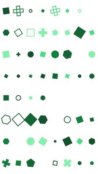 pattern grid Collection of Geometric Shapes and Icons in Various Shades of Green on White Background