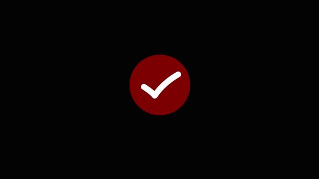 abstract blue check mark icon animation on bright circle loop.4k video animation.