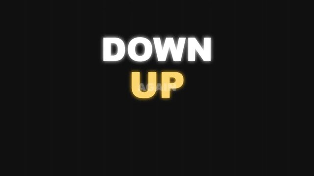 Animated Text "DOWN UP" on Black Background - Stock Video Footage
