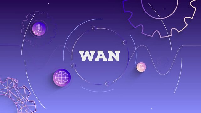 Infographic WAN Typography with Business Icons, Tech Elements Abstract Background