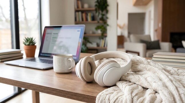 Wireless headphones product presentation with modern lighting
