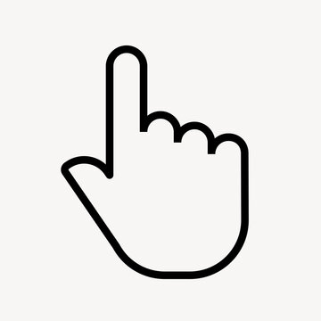 Pointing hand icon, line art illustration
