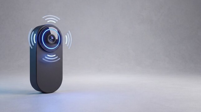 Commercial 3D e-commerce sale promotion for smart video doorbell with copy space