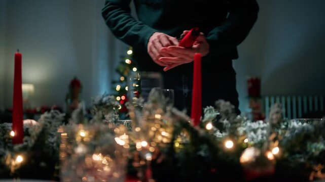 decorate table for Christmas dinner