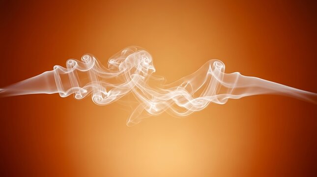 White smoke flowing on orange background