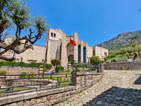 Kruje castle Albania flag