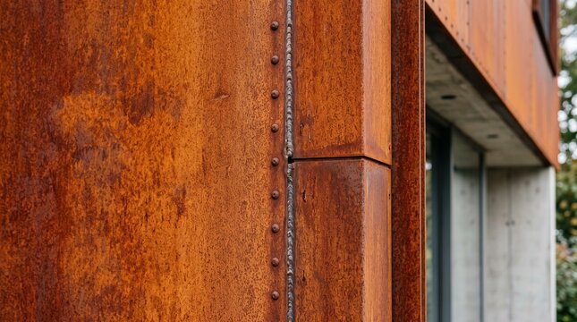 Rusty Industrial Texture: A close-up view of weathered metal panels, showing a rich tapestry of rust and corrosion, hinting at industrial strength and time-worn character.