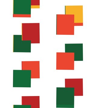 pattern herringbone square Abstract geometric pattern with overlapping red, green, and yellow squares on white background