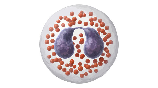 Eosinophil white blood cell illustration with bilobed nucleus