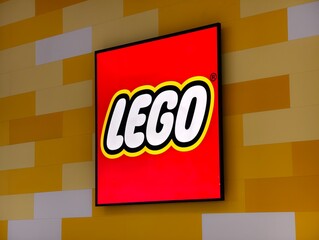 Obraz premium Shanghai,China-Dec.27th 2025: LEGO brand logo shop sign 